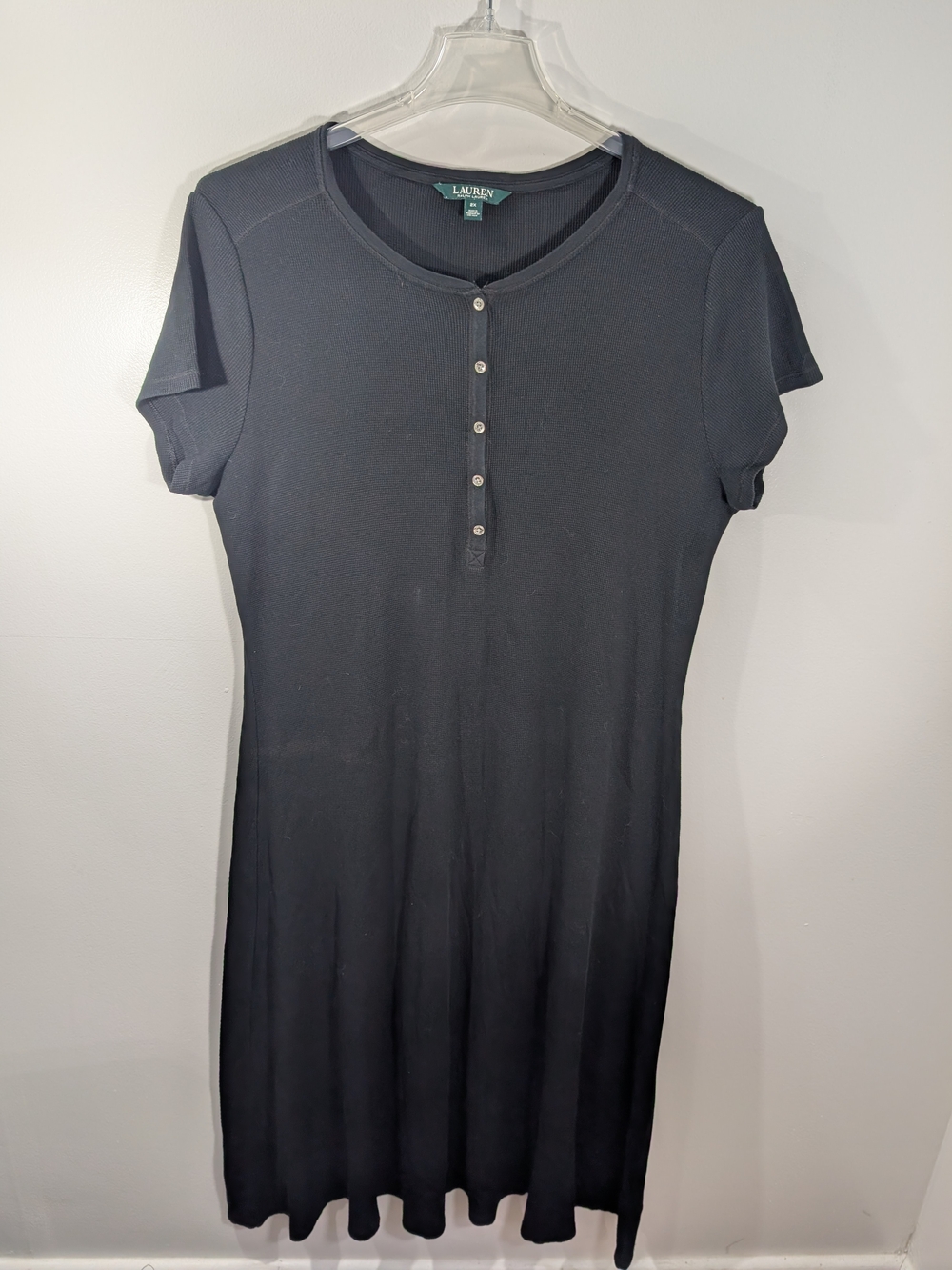 Ralph Lauren Black Short-Sleeve Henley Knit Dress 2x